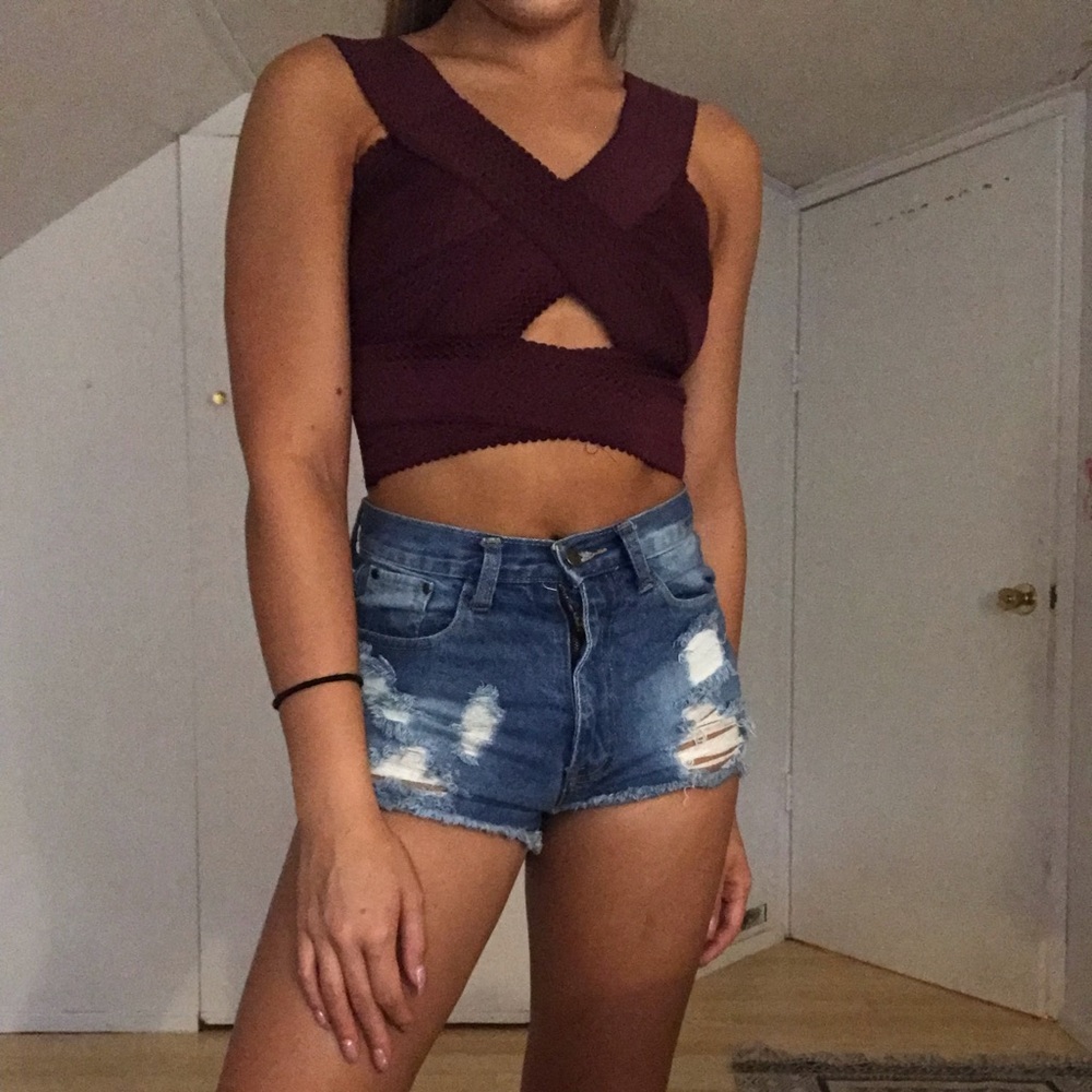 Purple bandage crop top